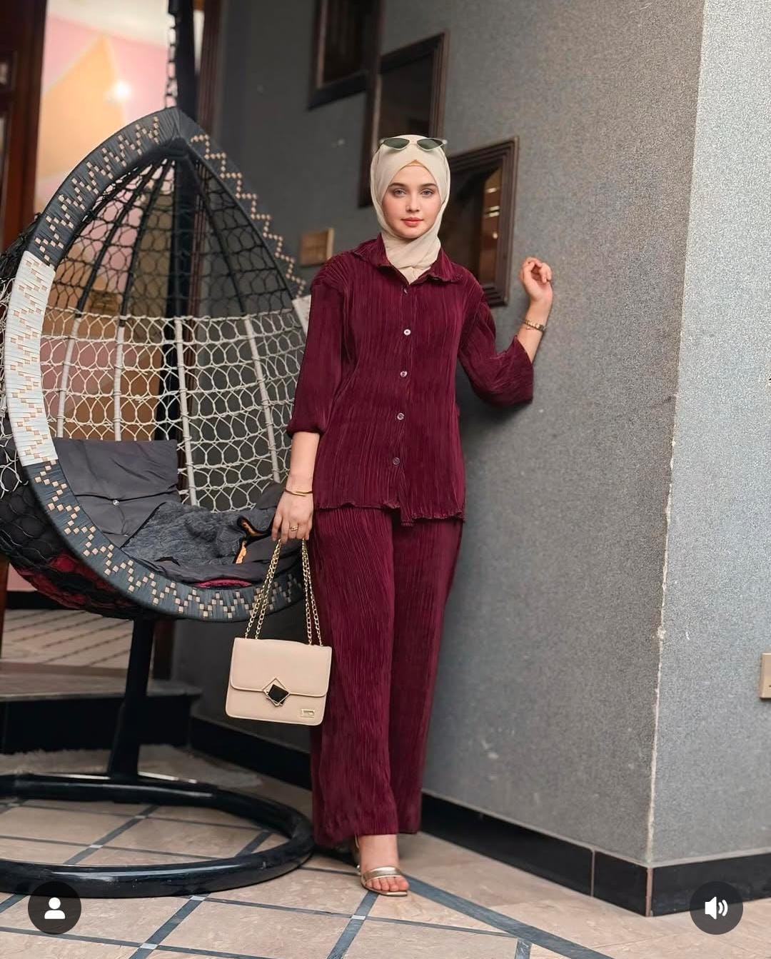 LUXURY PLEATED SILK CORDS SET FOR WOMEN