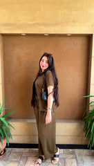 Women's Olive Green Summer Co-ord Set – Relaxed Fit