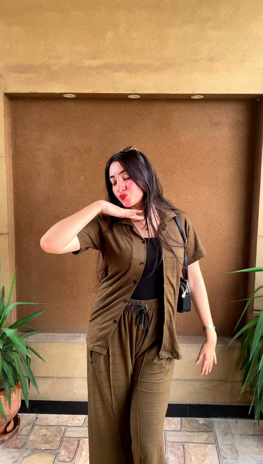 Women's Olive Green Summer Co-ord Set – Relaxed Fit