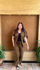 Women's Olive Green Summer Co-ord Set – Relaxed Fit