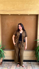 Women's Olive Green Summer Co-ord Set – Relaxed Fit
