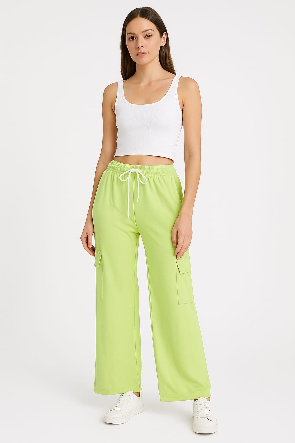 Women’s Mint Green Cargo Wide-Leg Summer Trousers