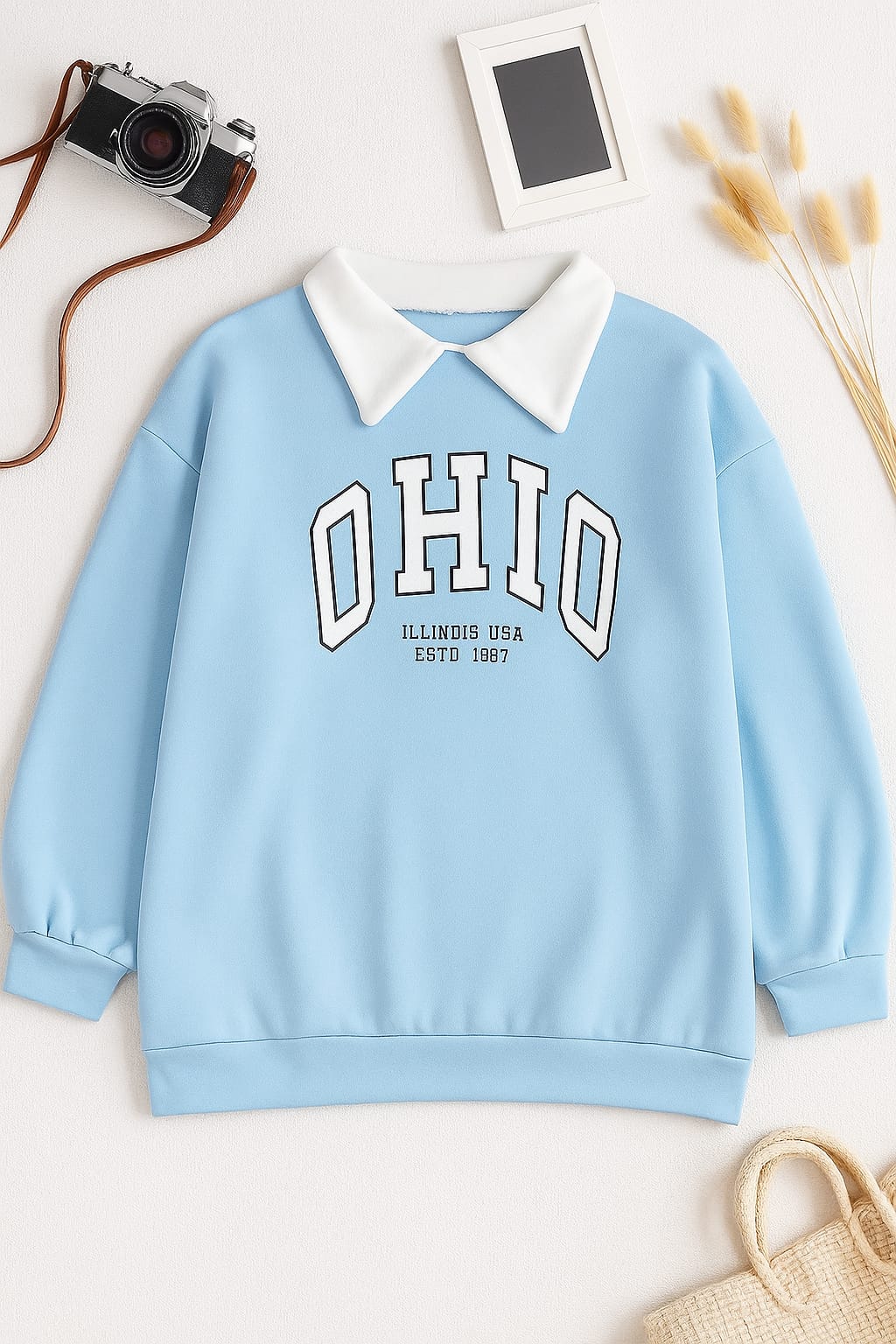 Vintage Ohio Oversized Sweatshirt – Preppy Collar Edition