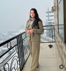 Olive Green Flap Pocket Fleece Coord Set for Women