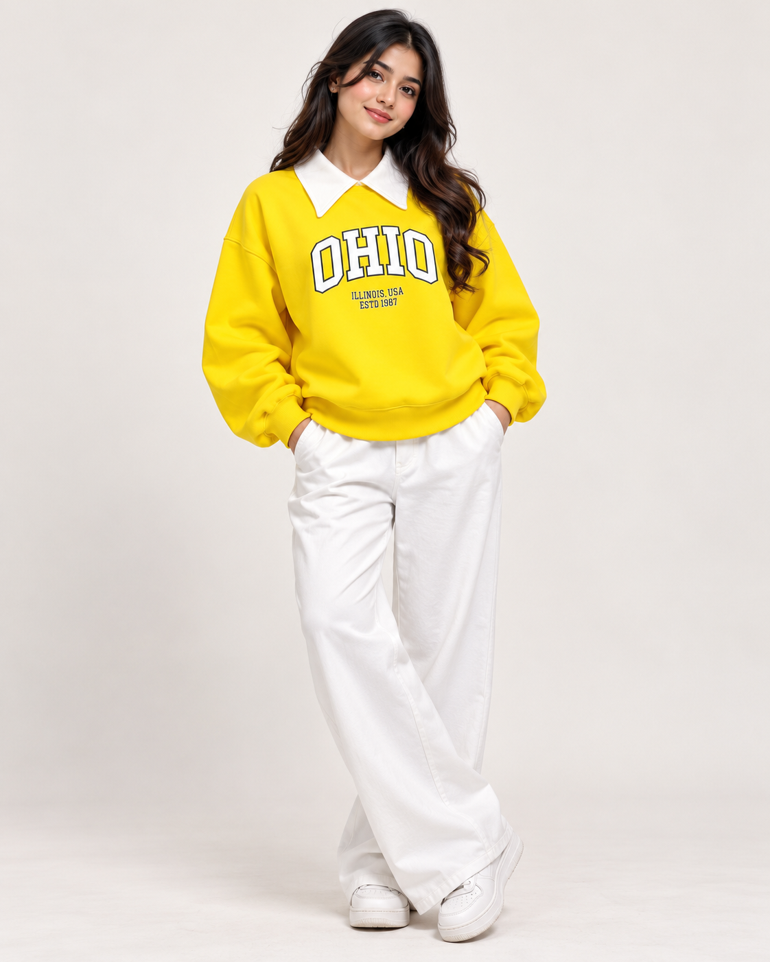 Comfy College Co-Ord – Baggy Sweatshirt & Wide-Leg Fit