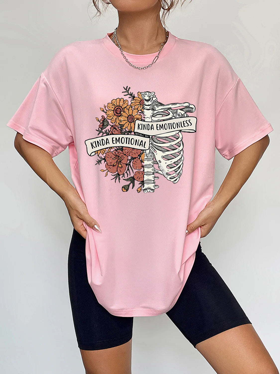 WOMEN KINDA EMOTIONAL GRAPHIC OVERSIZED TSHIRT