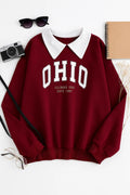 Vintage Ohio Oversized Sweatshirt – Preppy Collar Edition - Maroon