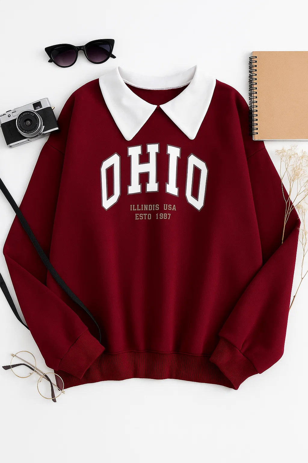 Vintage Ohio Oversized Sweatshirt – Preppy Collar Edition -