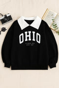 Vintage Ohio Oversized Sweatshirt – Preppy Collar Edition - Black