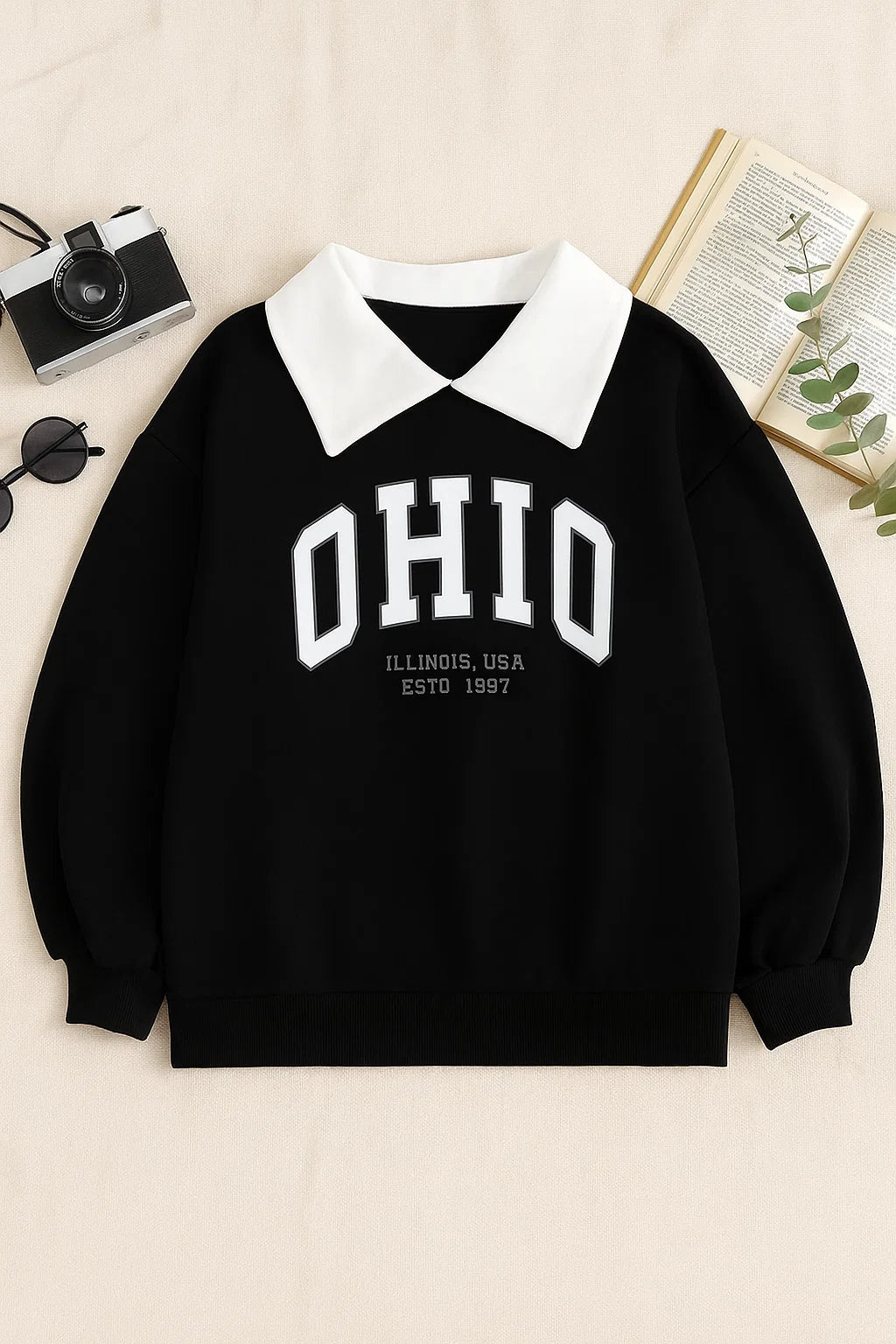 Vintage Ohio Oversized Sweatshirt – Preppy Collar Edition -