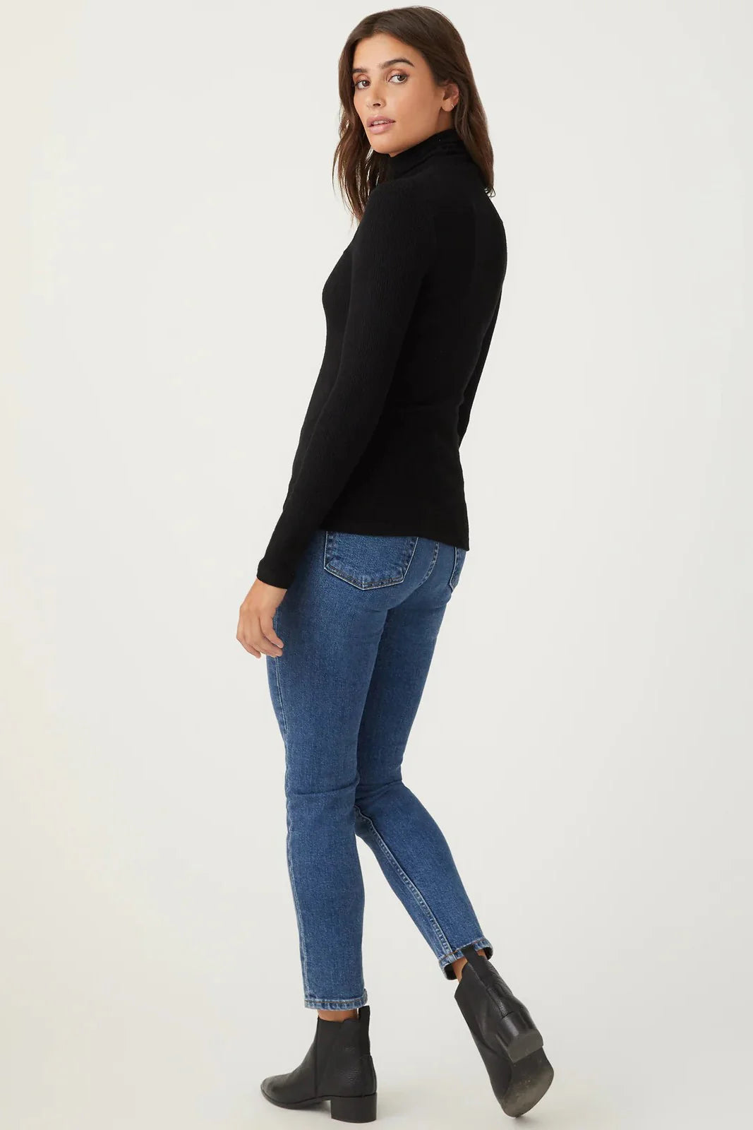 Perfect Comfort Black Ribbed Long Sleeve Turtleneck Top