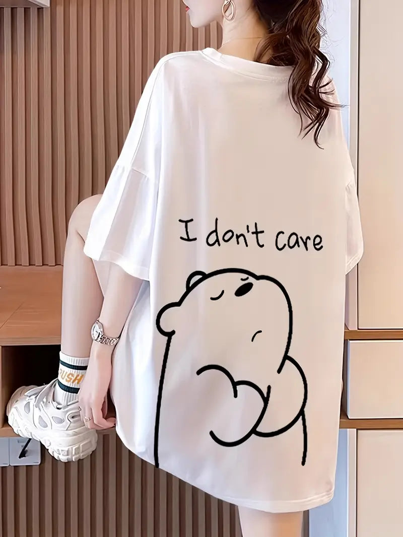 I Don’t Care Bear" Oversized Graphic T-Shirt