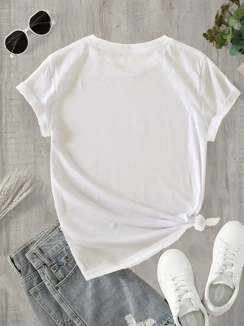 Women Printed Casual Short Sleeves Tshirt