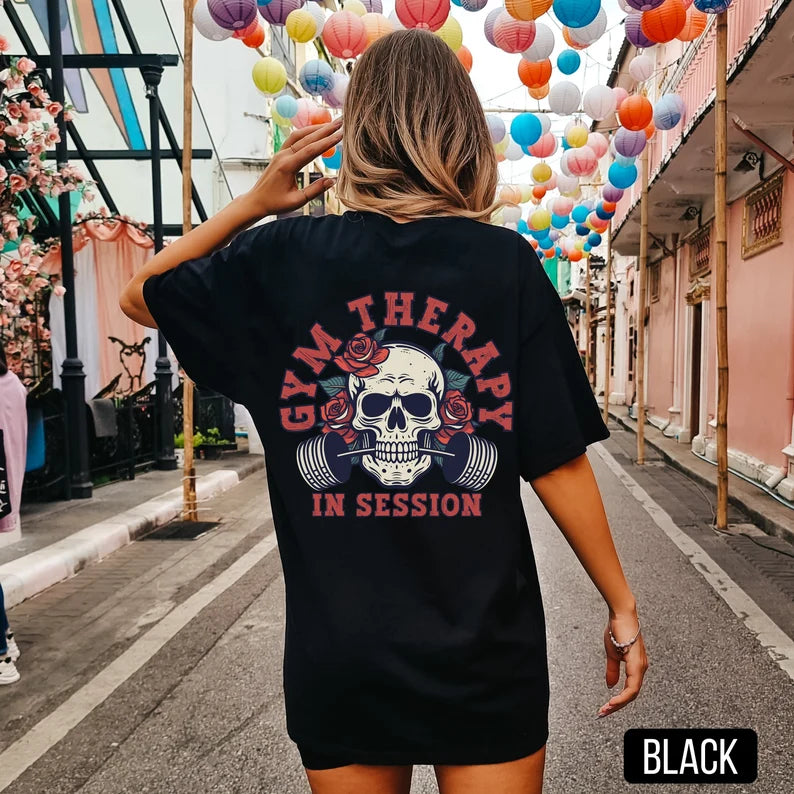 WOMENS GYM THERAPY GRAPHIC OVERSIZED DROP SHOULDER TSHIRT