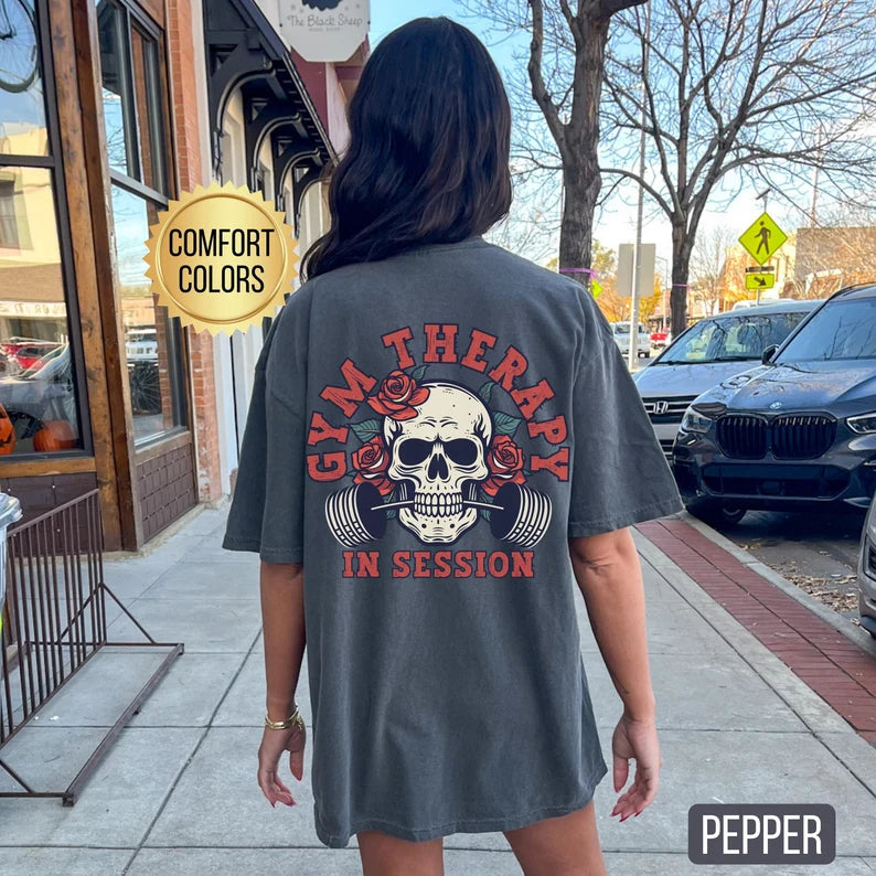 WOMENS GYM THERAPY GRAPHIC OVERSIZED DROP SHOULDER TSHIRT