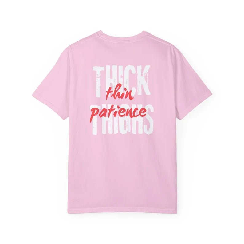 WOMENS THICK THIGHS THIN PATIENCE GRAPHIC OVERSIZED TSHIRT