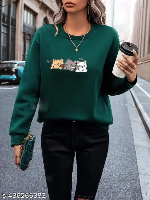 Womens Cute Kittens Printed Sweatshirt