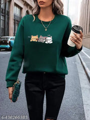 Womens Cute Kittens Printed Sweatshirt