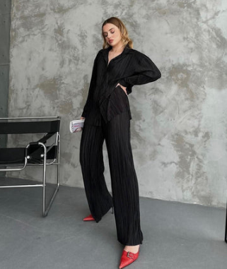 LUXURY PLEATED SILK CORDS SET FOR WOMEN