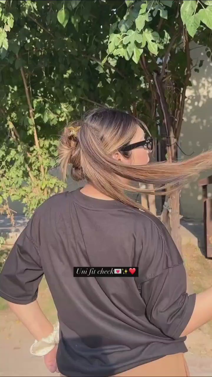 Black Oversized Tee & Cargo Cord Set