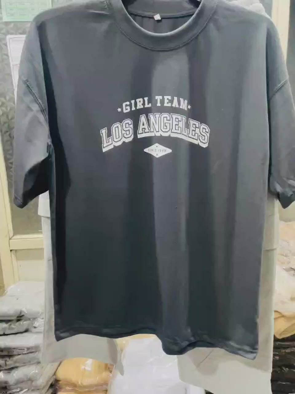 WOMENS STEEL GREY OVERSIZED DROP SHOULDER TSHIRT AND CARGO WIDE LEG TROUSER COORD