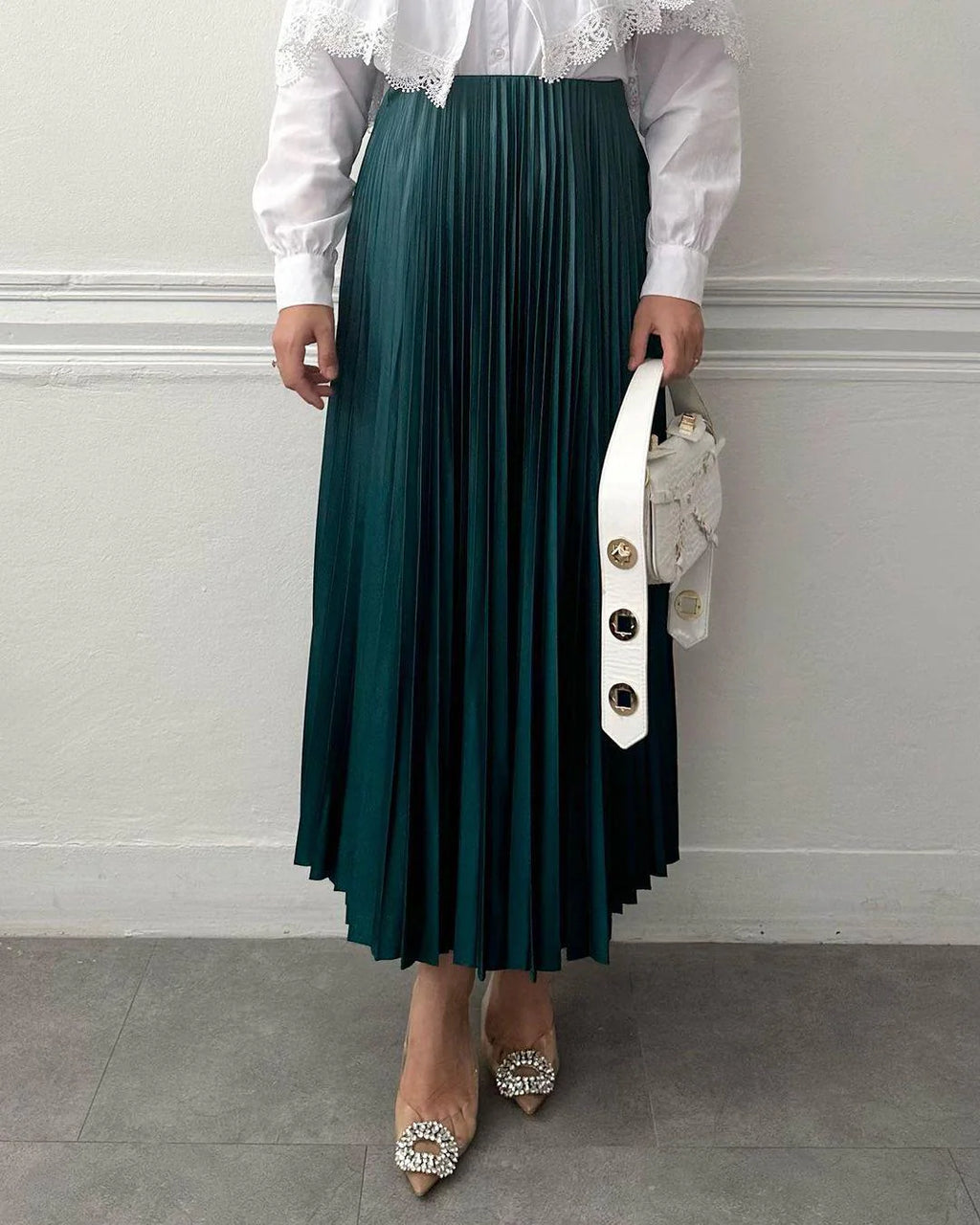 Luxury Plated Silk Maxi Skirt