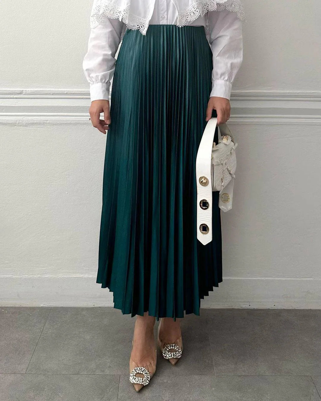 Luxury Plated Silk Maxi Skirt