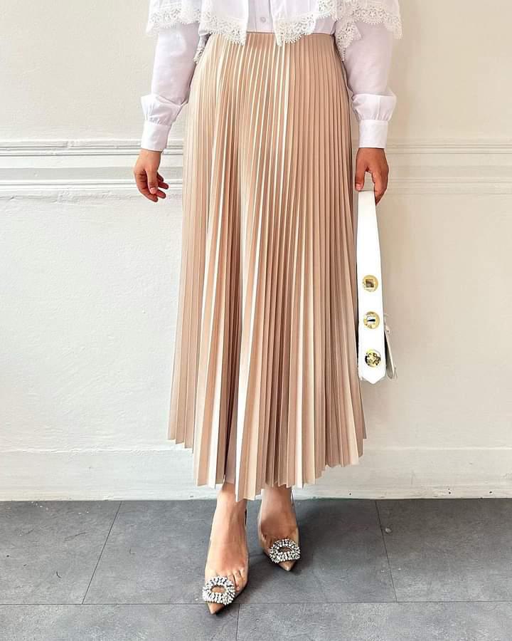 Luxury Plated Silk Maxi Skirt