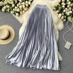 Luxury Plated Silk Maxi Skirt