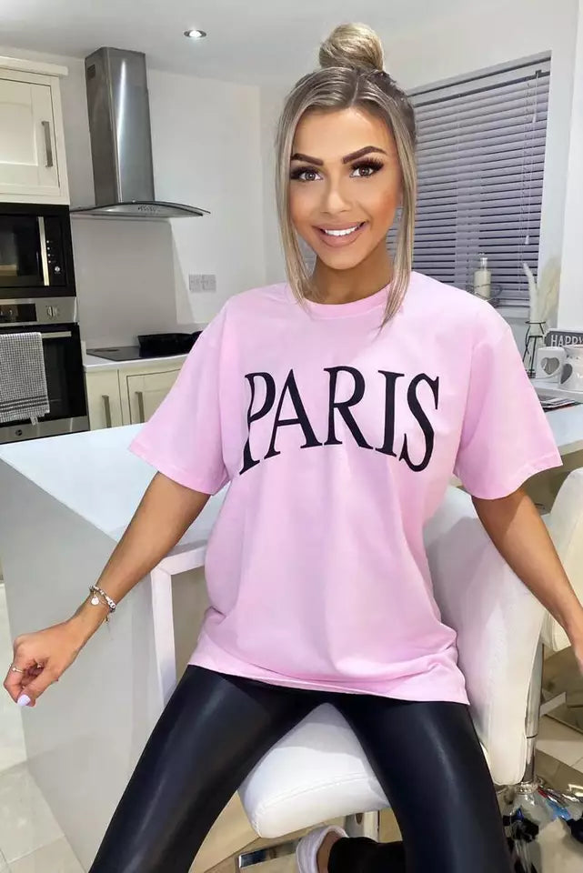 WOMEN PARIS GRAPHIC OVERSIZED TSHIRT