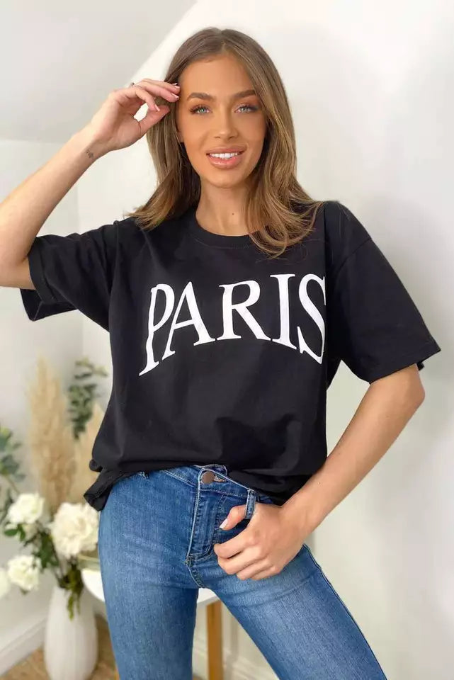 WOMEN PARIS GRAPHIC OVERSIZED TSHIRT