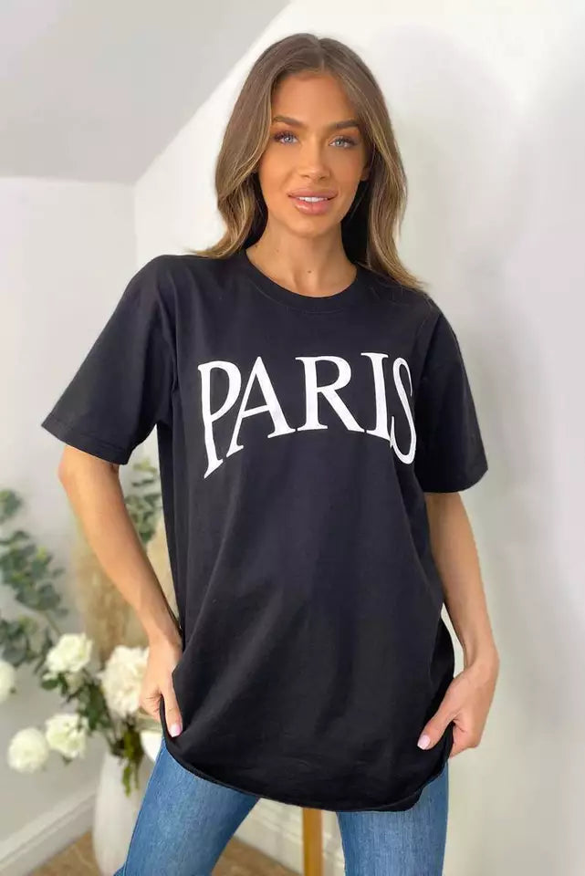 WOMEN PARIS GRAPHIC OVERSIZED TSHIRT