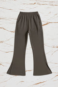 Steel Grey Cozy Side-Slit Fleece Flare Trouser