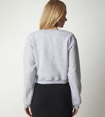 Womens Plain Grey Everyday Essential Crop Sweatshirt