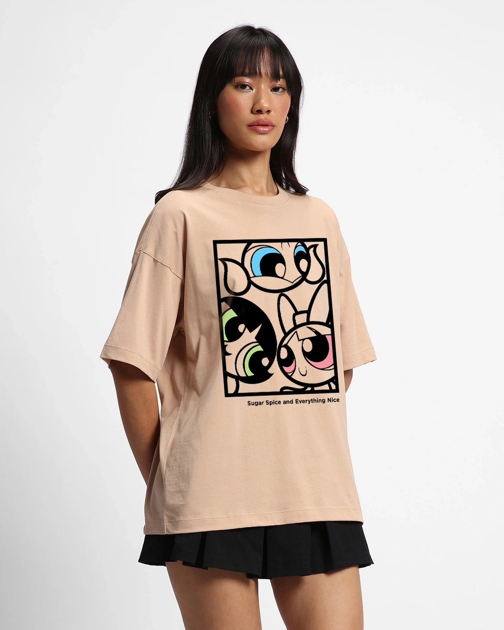 WOMEN POWERPUFF GIRL GRAPHIC OVERSIZED TSHIRT