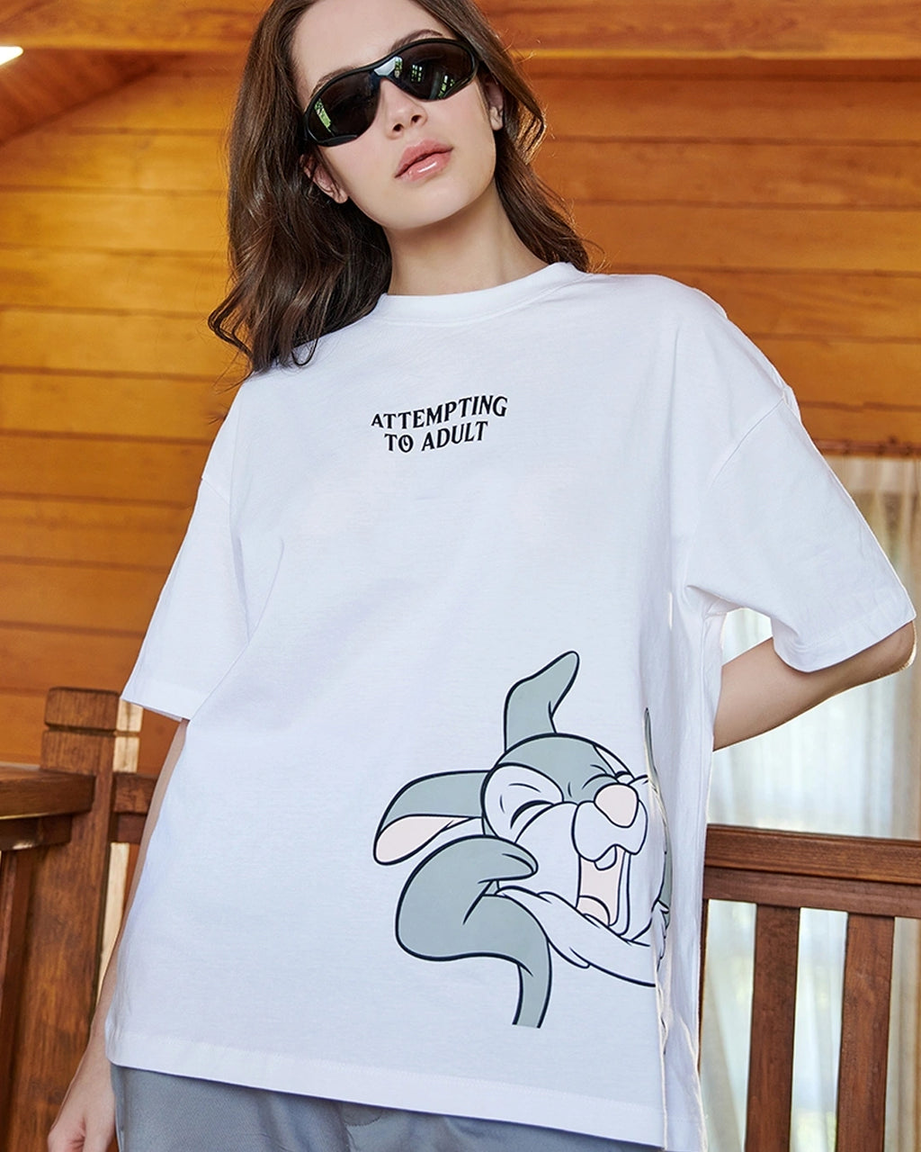 WOMENS ATTEMPTING TO ADULT GRAPHIC OVERSIZED TSHIRT